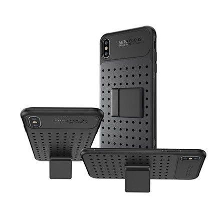Gigapack iPhone XS 5.8 Gigapack Szilikon telefonvédő lyukacsos, levehető asztali tartó, FEKETE