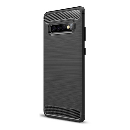 Gigapack Samsung S10 Plus Gigapack szilikon telefonvédő ütésállóság, karbon minta, FEKETE