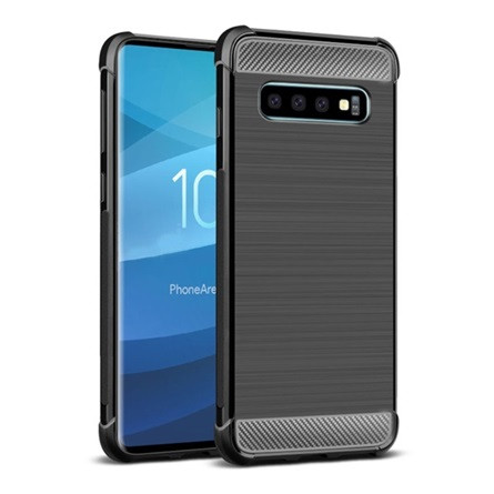Imak Samsung S10 IMAK VEGA szilikon telefonvédő ütésállóság, karbon minta, FEKETE