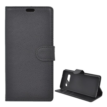 Gigapack Samsung S10 Plus Gigapack tok álló, bőr hatású FLIP, prémium, FEKETE