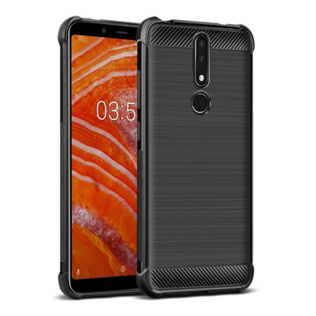 Imak Nokia 3.1 Plus IMAK VEGA szilikon telefonvédő ütésállóság, karbon minta, FEKETE