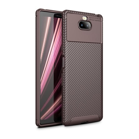 Gigapack Sony Xperia 10 plus Gigapack szilikon telefonvédő ütésállóság, karbon minta, BARNA