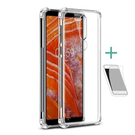 Imak Nokia 3.1 Plus IMAK szilikon telefonvédő ütésállóság, légpárnás sarok + képernyővédő fólia, ÁTLÁTSZÓ