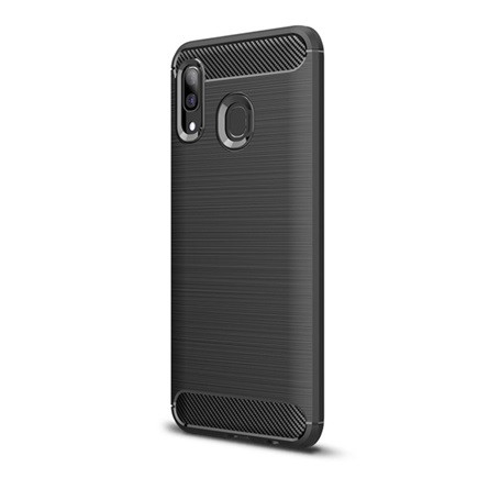Gigapack Samsung A20 Gigapack Szilikon telefonvédő ütésállóság, karbon minta, FEKETE