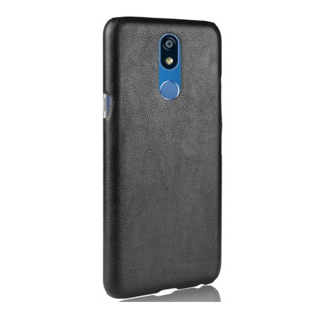 Gigapack LG K40 LMX420 Gigapack Műanyag telefonvédő bőr hatású FEKETE