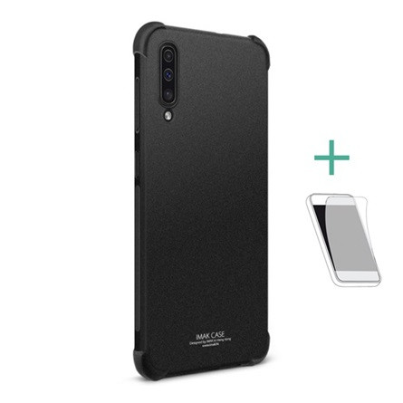Imak Samsung A50s IMAK szilikon telefonvédő ütésállóság, matt + képernyővédő fólia, FEKETE
