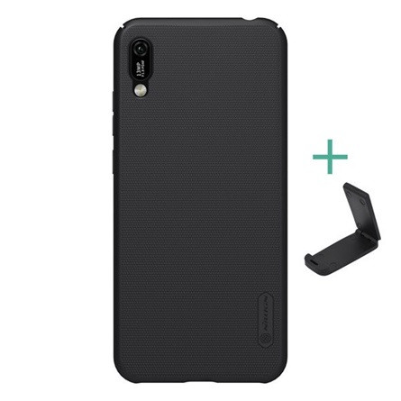 Nillkin Honor 8A NILLKIN SUPER FROSTED műanyag telefonvédő gumírozott, érdes felület + asztali tartó, FEKETE