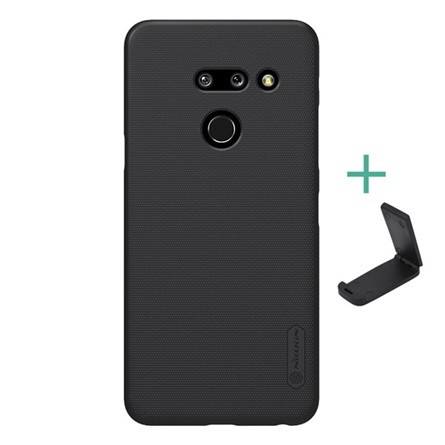 Nillkin LG G8 ThinQ NILLKIN SUPER FROSTED műanyag telefonvédő gumírozott, érdes felület + asztali tartó, FEKETE