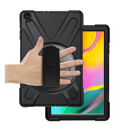 Gigapack Samsung Tab A 10.1 WIFI (2019) Gigapack Defender műanyag telefonvédő ütésállóság, 360° + kézpánt, FEKETE