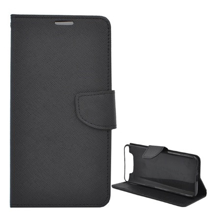 Gigapack Samsung A80 Gigapack tok álló, bőr hatású FLIP, textil minta, FEKETE