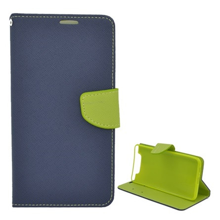 Gigapack Samsung A80 Gigapack Tok álló, bőr hatású FLIP, textil minta, SÖTÉTKÉK/ZÖLD
