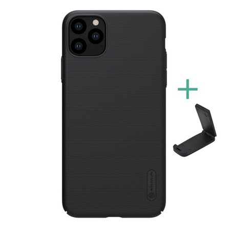 Nillkin iPhone 11 Pro NILLKIN SUPER FROSTED műanyag telefonvédő gumírozott, érdes felület + asztali tartó, FEKETE
