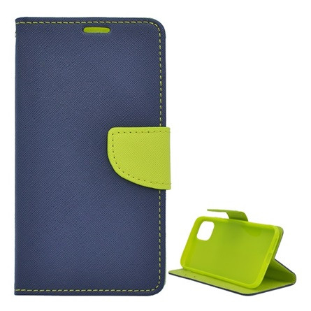 Gigapack iPhone 11 Pro Max Gigapack Tok álló, bőr hatású FLIP, textil hatás, SÖTÉTKÉK/ZÖLD