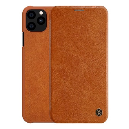 Nillkin iPhone 11 Pro NILLKIN QIN tok álló, bőr hatású FLIP, kártyazseb, BARNA