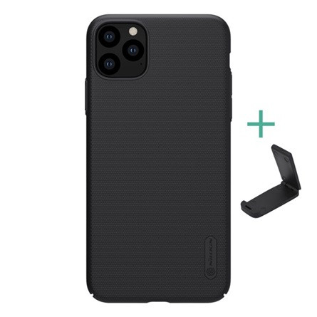 Nillkin iPhone 11 Pro Max NILLKIN SUPER FROSTED műanyag telefonvédő gumírozott, érdes felület + asztali tartó, FEKETE
