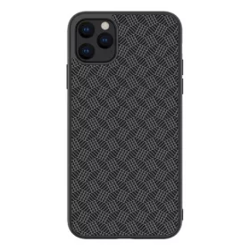   Nillkin iPhone 11 Pro Max NILLKIN SYNTHETIC FIBER PLAID műanyag telefonvédő gumírozott, csíkos, FEKETE