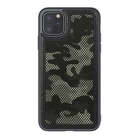 Nillkin iPhone 11 Pro NILLKIN CAMO műanyag telefonvédő bőr hatású, terep minta, FEKETE