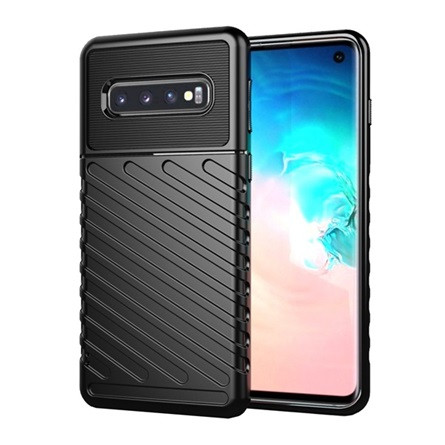 Gigapack Samsung S10 Gigapack szilikon telefonvédő ütésállóság, dombor minta, FEKETE