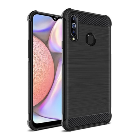 Imak Samsung A20s IMAK VEGA szilikon telefonvédő ütésállóság, karbon minta, FEKETE