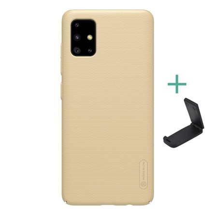 Nillkin Samsung A51 NILLKIN SUPER FROSTED műanyag telefonvédő gumírozott, érdes felület + asztali tartó, ARANY
