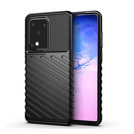 Gigapack Samsung S20 Ultra 5G Gigapack Szilikon telefonvédő ütésállóság, dombor minta, FEKETE