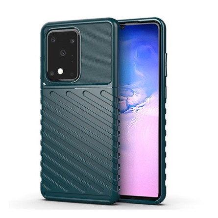 Gigapack Samsung S20 Ultra 5G Gigapack Szilikon telefonvédő ütésállóság, dombor minta, SÖTÉTZÖLD