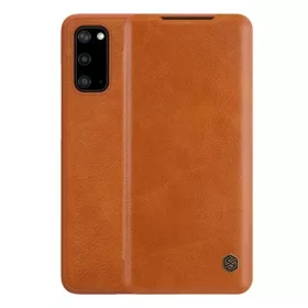   Nillkin Samsung S20 5G NILLKIN QIN tok álló, bőr hatású FLIP, kártyazseb, BARNA