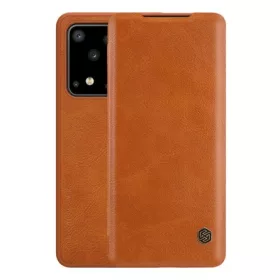   Nillkin Samsung S20 Ultra 5G NILLKIN QIN tok álló, bőr hatású FLIP, kártyazseb, BARNA