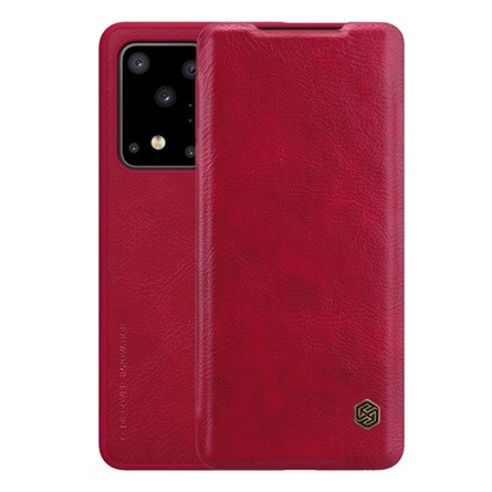 Nillkin Samsung S20 Ultra 5G NILLKIN QIN tok álló, bőr hatású FLIP, kártyazseb, PIROS