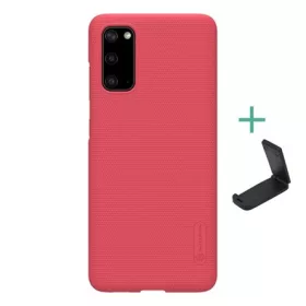   Nillkin Samsung S20 5G NILLKIN SUPER FROSTED műanyag telefonvédő gumírozott, érdes felület + asztali tartó, PIROS
