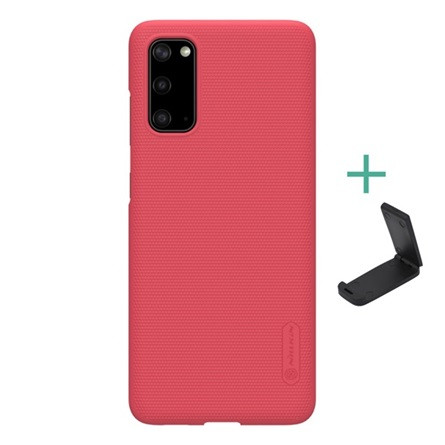 Nillkin Samsung S20 5G NILLKIN SUPER FROSTED műanyag telefonvédő gumírozott, érdes felület + asztali tartó, PIROS