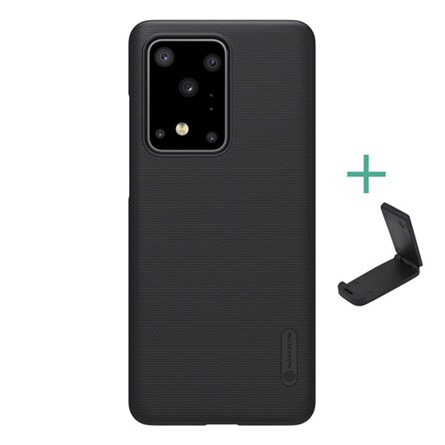 Nillkin Samsung S20 Ultra 5G NILLKIN SUPER FROSTED műanyag telefonvédő gumírozott, érdes felület + asztali tartó, FEKETE