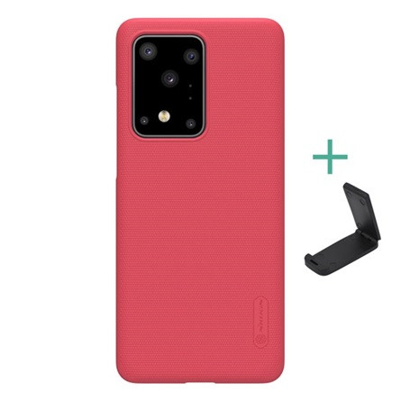 Nillkin Samsung S20 Ultra 5G NILLKIN SUPER FROSTED műanyag telefonvédő gumírozott, érdes felület + asztali tartó, PIROS