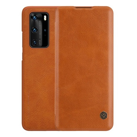 Nillkin Huawei P40 Pro 5G NILLKIN QIN tok álló, bőr hatású FLIP, kártyazseb, BARNA
