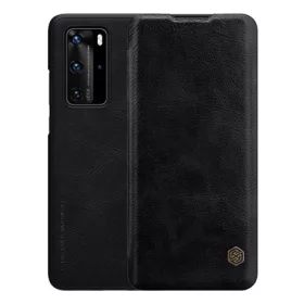   Nillkin Huawei P40 Pro 5G NILLKIN QIN tok álló, bőr hatású FLIP, kártyazseb, FEKETE