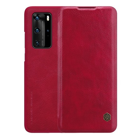 Nillkin Huawei P40 Pro 5G NILLKIN QIN tok álló, bőr hatású FLIP, kártyazseb, PIROS