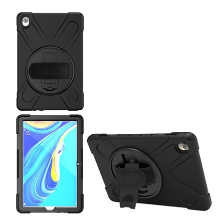 Gigapack Huawei MediaPad M6 10.8 WIFI Gigapack defender műanyag telefonvédő ütésállóság, 360° + kézpánt, FEKETE