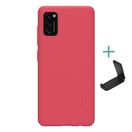 Nillkin Samsung A41 NILLKIN SUPER FROSTED műanyag telefonvédő gumírozott, érdes felület + asztali tartó, PIROS