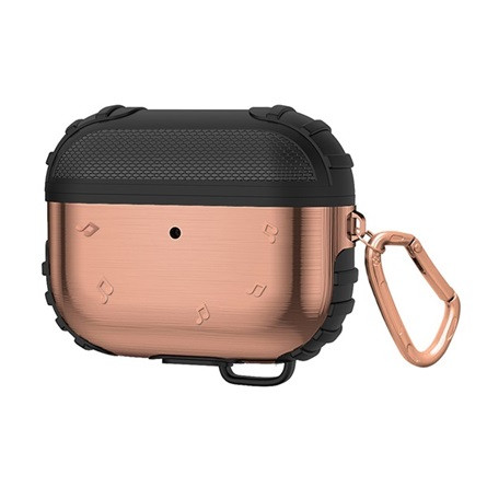Gigapack szilikon tok alumínium belső, ütésállóság + karabíner, ROZÉARANY Apple AirPods Pro