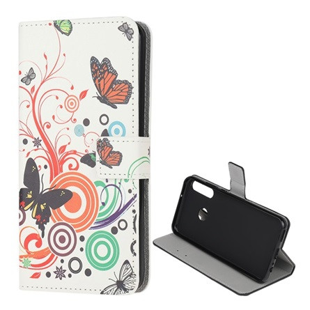 Gigapack Huawei P40 Lite E Gigapack Tok álló, bőr hatású FLIP, kör, FEHÉR