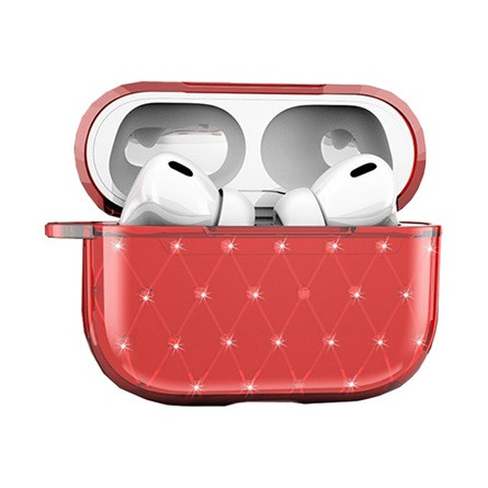 Gigapack szilikon tok ultravékony, strasszkő, PIROS Apple AirPods Pro