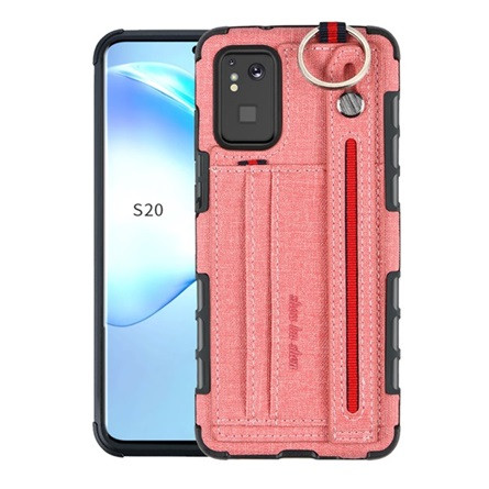 Gigapack Samsung S20 Plus 5G Gigapack Szilikon telefonvédő ütésállóság, textil hátlap + kézpánt, RÓZSASZÍN
