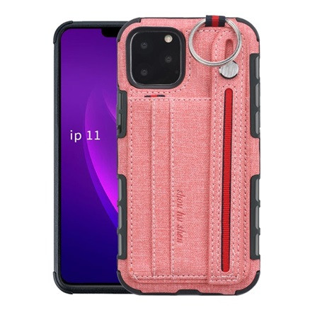 Gigapack iPhone 11 Pro Gigapack szilikon telefonvédő ütésállóság, textil hátlap + kézpánt, RÓZSASZÍN