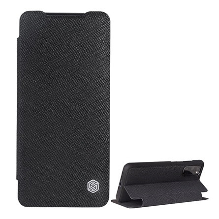 Nillkin Samsung S20 5G NILLKIN MING tok álló, bőr hatású FLIP, textil minta, FEKETE