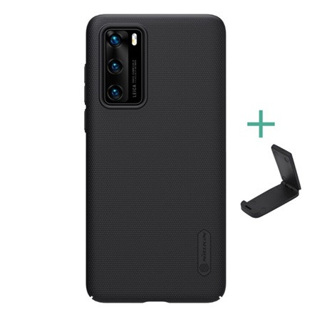 Nillkin Huawei P40 NILLKIN SUPER FROSTED műanyag telefonvédő gumírozott, érdes felület + asztali tartó, FEKETE