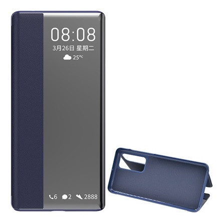 Gigapack Huawei P40 Gigapack tok álló, bőr hatású FLIP, ablakos, SÖTÉTKÉK