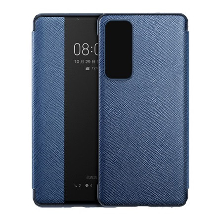 Gigapack Huawei P40 Gigapack Tok álló, bőr hatású aktív FLIP, textil minta, SÖTÉTKÉK