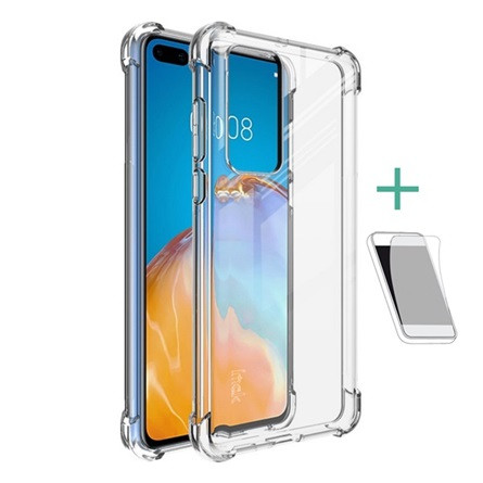 Imak Huawei P40 IMAK szilikon telefonvédő ütésállóság, légpárnás sarok + képernyővédő fólia, ÁTLÁTSZÓ