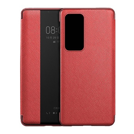 Gigapack Huawei P40 Gigapack tok álló, bőr hatású aktív FLIP, textil minta, PIROS