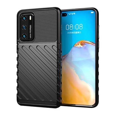 Gigapack Huawei P40 Gigapack szilikon telefonvédő ütésállóság, dombor minta, FEKETE